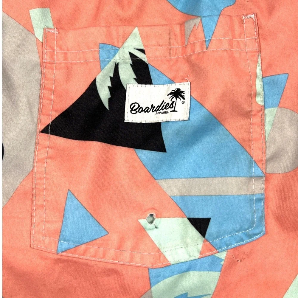 Boardies Geometric Palm Tree Swim Trunks Large Multi GUC 80's Retro Beach Summer